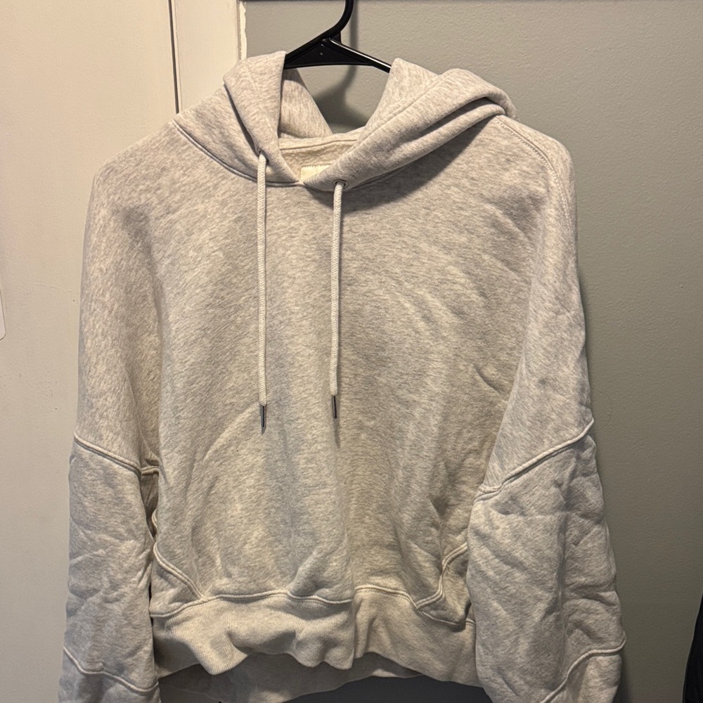 Women's Light Gray Oversized Hooded Pullover Sweatshirt